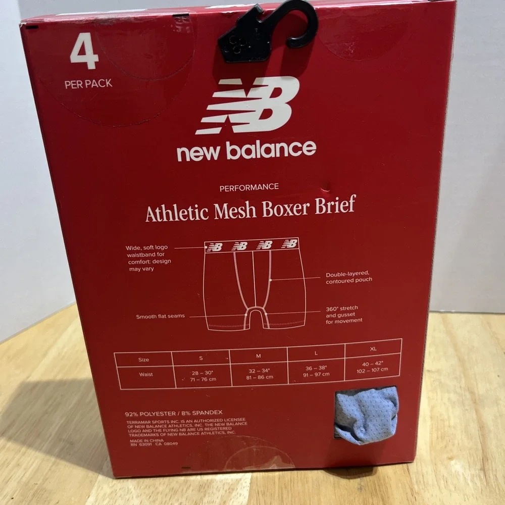 New Balance‎ Men's 4 Pack Performance Athletic Mesh Boxer Brief Men's S 28-30